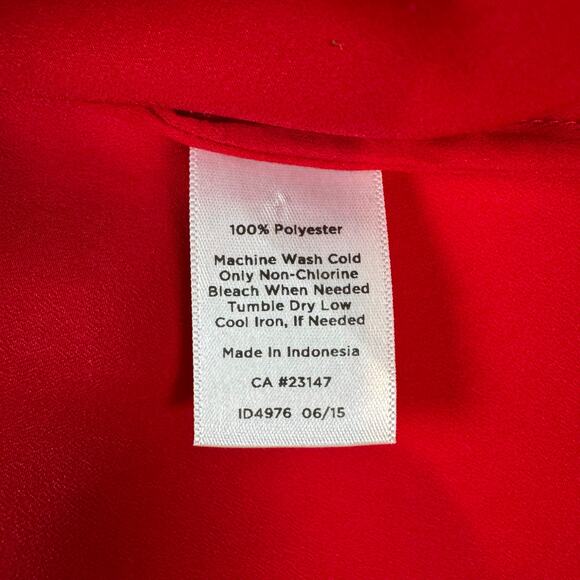 Talbots Womens Red Collared Pleated Long Sleeve Blouse Medium - Picture 7 of 7